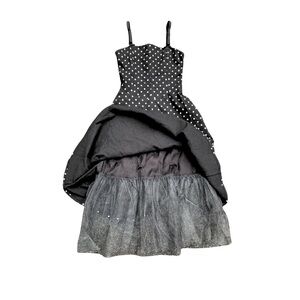 Vintage 1990's XS Polka Dot Black White Bow Tulle Dress Mini Bodycon Pinup 90'S